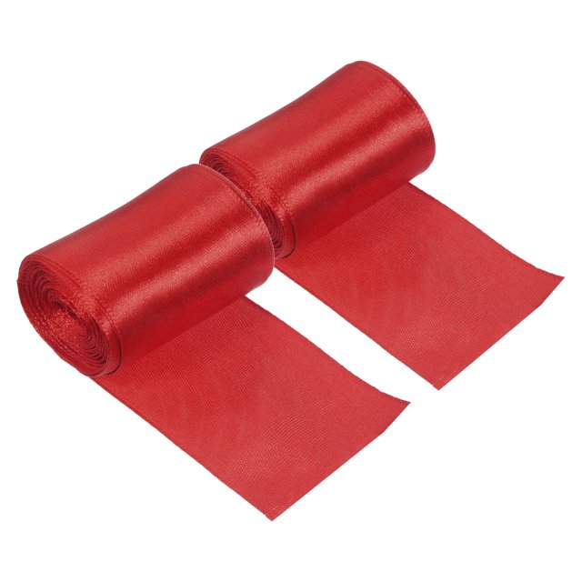 Unique Bargains 5cmx5m Finish Line Satin Ribbon Poly Tape Athletics Sprint Run Race, Red 2 Pack