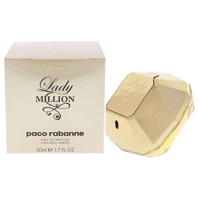 Lady Million par Paco Rabanne pour Femmes - Vaporisateur EDP 1,7 oz, Bouteille Vaporisateur eau de parfum 1,7 oz par Paco Rabanne, parfum pour Femmes avec des notes Florales-Fructueuses : Citron Amalfi, Néroli, Framboise, Jasmin, Fleur d'Oranger Africaine, patchouli, Gardénia, Miel et Ambre. Convient comme spritz de Voyage Ou pour Superposer.