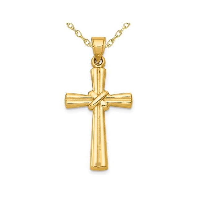 Collier Pendentif Croix en Or Jaune 14K avec Chaîne