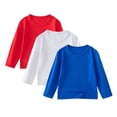 thumbnail image 1 of ZACPNCV Chandails Molletonnés à Col Rond pour Filles 3 Pcs, Chandails à Manches Longues pour Enfants, Hauts, Chandail d'Automne, Bleu, 2-3 Ans, 1 of 8