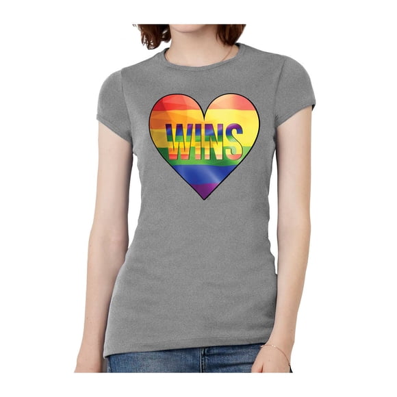Womens Love Wins Heart Short-Sleeve T-Shirt - Heather - Medium