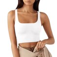 thumbnail image 1 of asjyhkr Crop Tank Tops for Women Ribbed Knit Square Neck Sleeveless Slim Fitting T Shirts Summer Basic Tees, 1 of 6