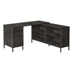 Monarch Specialties Computer Desk, Home Office, Corner, Storage Drawers, 60"l, L Shape, Work, Laptop, Metal, Laminate, Grey, Black, Contemporary, Modern