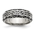 thumbnail image 1 of Stainless Steel 7mm Antiqued Band Ring 10.5 Size, 1 of 5