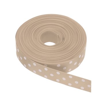 Unique Bargains Rubans Gros-Grain 25 Yards 1 Pouce Marron Clair avec Points Blancs Décoration Nœud pour Artisanat Emballage Cadeau
