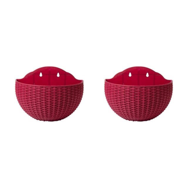 maskred Stylish And Durable Wall Plastic Pot For Easy Installation Easy To Install ABS Plastic Flowerpot Flower Pot Drainage Claret 2Set
