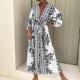 thumbnail image 1 of Soldes! Cameland Robe Cheville à Manches Longues Imprimée à Col en V pour Femmes, 1 of 6