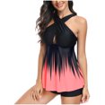 thumbnail image 1 of UPPADA Womens Plus Size Two Piece Tankini Swimsuits Twist Front High Waist V Neck Swimwear Floral Tummy Control Modest Bathing Suits with Bottom Plus Size Suit Pink,Xl, 1 of 8