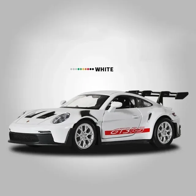 1:36 Porsche 911 GT3 RS Modèle de Voiture Mini en Alliage Jouet de Course en Métal Collection de Simulation de Sport à Rétrofriction Cadeaux pour Enfants Blanc Sans Boîte