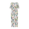 thumbnail image 3 of Birdeem Ensemble Deux Pièces pour Femmes d'Été Imprimé, Haut Court à Manches Mi-Longues à Col Rond + Pantalon Décontracté, Ensemble de Détente, 3 of 5