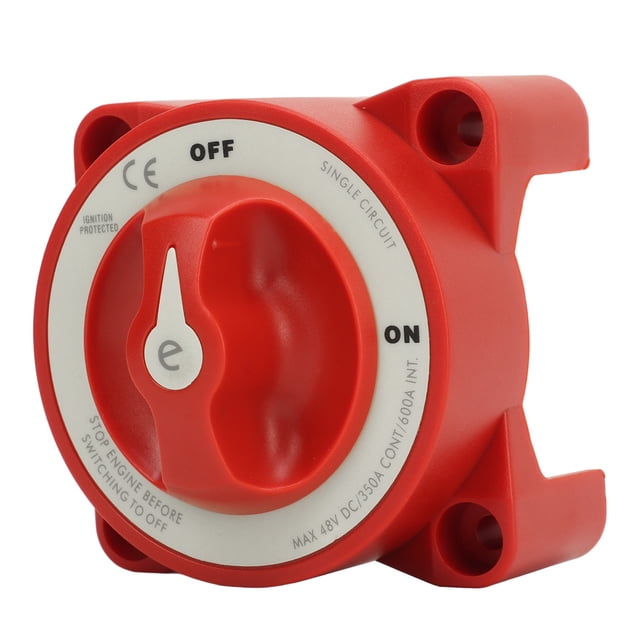 Battery Disconnect Switch, 350A 48V 2 Gear Stud Red Strong Marine Battery Selector Switch for RV Marine Automotive Battery