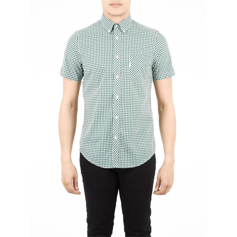 Ben Sherman - Gingham Mens Button-Up Short Sleeve Shirt
