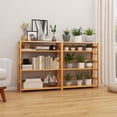 thumbnail image 4 of Gymax 4-Tier Bookshelf Floor Storage Shelf w/ Rubber Wood Frame Anti-Toppling Kits, 4 of 10