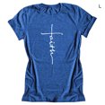 thumbnail image 4 of T-Shirt pour Femme à Col Rond, Manches Courtes, T-Shirt pour Fille à Col Rond, Blouse Décontractée, T-Shirt à Lettres, Haut, Bleu, G, 4 of 7