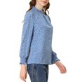 thumbnail image 4 of INSPIRE CHIC Blouse Imprimée à Col Montant Volanté à Smocks à Manches Longues pour Femme P Bleu Gris-Cœur, 4 of 8