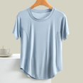 thumbnail image 1 of SDNall Blouse pour Femmes Unie Décontractée Mode Col Rond Régulière Sans Manches Hauts de Nuit, 1 of 9