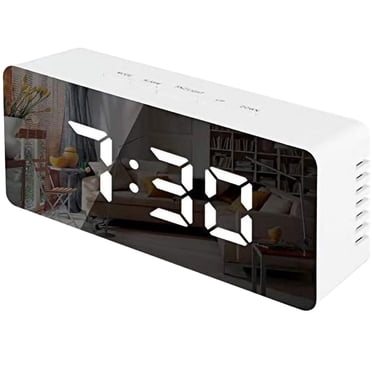 EGNMCR Alarm Clocks for Bedrooms, Clocks for Living Room LED Digital Clock Bedroom Mirror Alarm New Display Night Display- Temperature Alarm clock