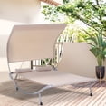 thumbnail image 2 of Outsunny Chaise Longue d'Extérieur de 79 Pouces avec Auvent avec Oreiller et Roues, Sable, 2 of 10