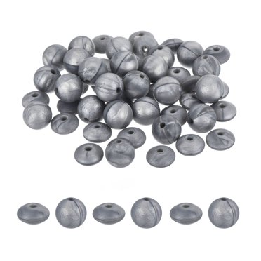 Unique Bargains 50 Pcs Perles en Silicone Argent 12mm Rondes et Lentilles pour Stylo Bracelet Collier Porte-Clés DIY