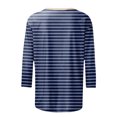 thumbnail image 3 of Blouses pour Femmes Mode Blouses à Rayures Imprimées pour Femmes T-Shirt à Manches Trois-Quarts Haut à Col Rond, 3 of 5