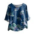 thumbnail image 2 of SMihono Hauts pour Femmes Été Chic Décontracté Mode Femme Décontracté Col Rond Blouse Imprimée T-Shirt Manches 1/2 T-Shirt d'Été Hauts Grande Taille T-Shirt, 2 of 4