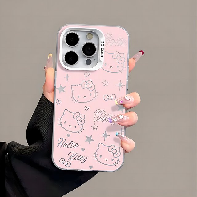 Sanrio Hello Kitty Cool Full Screen KT Phone Case For iPhone 15 14 13 12 11 Pro Max 8 7 Plus Candy Matte Shockproof Back Cover Fashion