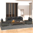 thumbnail image 1 of vidaXL 5 Piece Garden Lounge Set with Cushions Poly Rattan Grey, 1 of 4