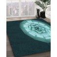 thumbnail image 3 of Ahgly Company Tapis d'Intérieur Lavable à la Machine, Carré, Transitionnel, Vert Sarcelle Profond, Tapis de Zone, 5 Pieds Carré, 3 of 7