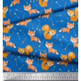thumbnail image 3 of Soimoi Blue polyester Crepe Fabric Fox & Arrow Tribal Printed Fabric 1 Yard 52 Inch Wide, 3 of 5