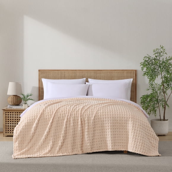 C&C California, Jacquard Sherpa Blanket, Cozy, Soft, Easy Care, Plush, Pink