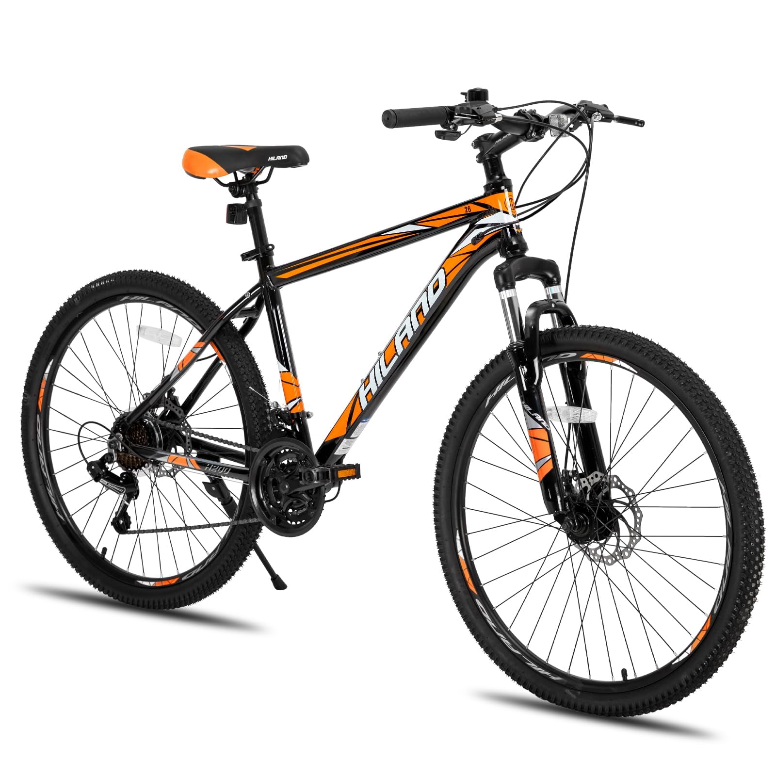 HH HILAND Mountain Bike, 3/6/Multi-Spokes, 21 Speeds Drivetrain, Aluminum Frame 26 Inch Wheels, Disc-Brake Bike for Men Women Men's MTB Bicycle