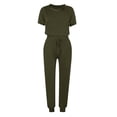 thumbnail image 4 of Timegard Ensembles 2 Pcs pour Femmes Été T-Shirts à Manches Courtes et Pantalons à Cordon avec Poches Ensembles Décontractés Confortables, 4 of 5