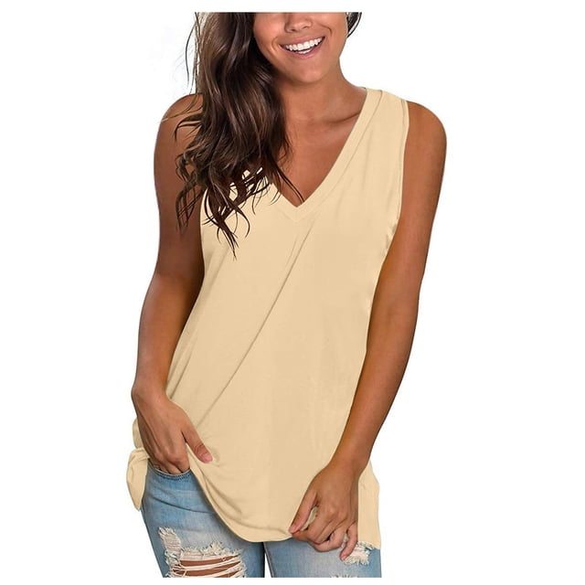 Birdeem T-Shirt Sans Manches Col en V Ample Mode pour Femmes