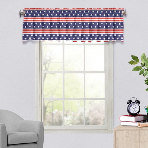RKSTN blackout curtains Living Room Curtains, Flag Pattern With Stars And Translucent Stripes, For, Eyelets