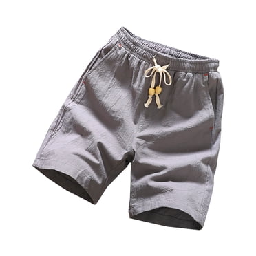 cfhntfmh Shorts d'Été en Coton et Lin pour Homme, Mode Décontractée, Couleur Unie, Shorts de Plage, Cordon de Serrage, Taille Élastique, avec Poches