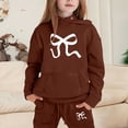 thumbnail image 2 of GDREDA Girls Sets 2 Piece Outfits Spring Children's Hoodie Set With Bow Print Coffee,3-4Years, 2 of 4