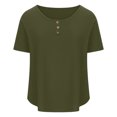 thumbnail image 3 of Birdeem Womens Casual Loose Solid Color Crewneck Short Sleeve Button T-Shirt Tops, 3 of 6