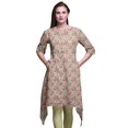 thumbnail image 1 of Bimba Hauts Beige à Imprimé Floral Renoncules et Roses pour Femmes Kurti Asymétrique Robe d'Été pour Filles Petit, 1 of 6