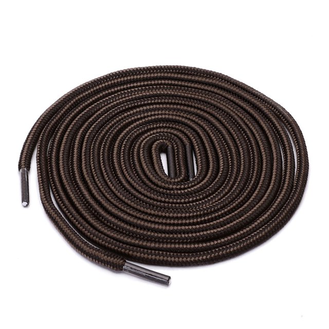 INSPIRE CHIC Unisex Round Rope Dual Colored Striped 1/5 Thick Boot Shoelace 120cm / 47.24" Dark Brown Coffee