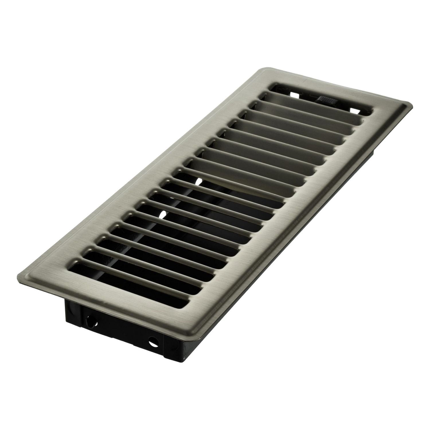 Imperial 3" x 10" Brushed Nickel Steel Floor Register, Louvered, 1-pk