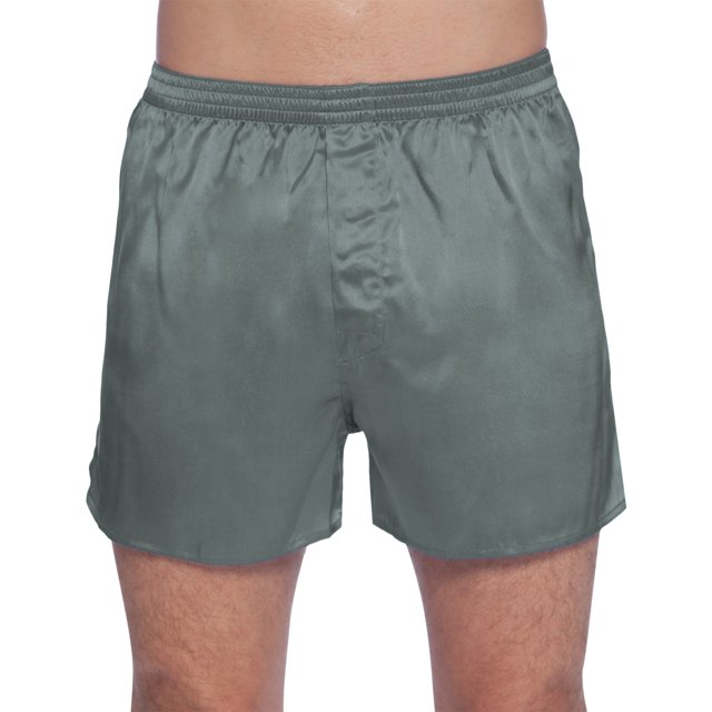 Intimo Boxeurs Classiques en Soie pour Hommes, Gris Ardoise, Grand