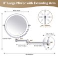 thumbnail image 2 of Amelar 1X/15X Wall Mounted Makeup Mirror with Hook, USB Rechargeable LED 3 Color Lights Two Sided 8 Inch Magnifying Mirror, Touch Switch Intelligent S, 2 of 7