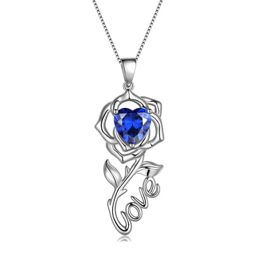Beautlace Rose Love Neckalce,925 Sterling Silver Birthstone Pendant Necklace Jewelry Gifts for Women