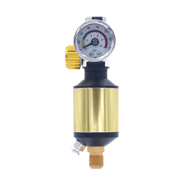 funtasica Paint Spray Gun Air Pressure Regulator and Air Kit Oil Water Separator Gold