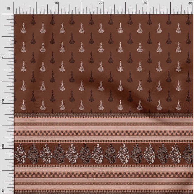 Soimoi Poly Georgette Fabric Geometric,Stripe & Floral Panel Decor Fabric Printed Yard 42 Inch Wide