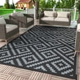 thumbnail image 1 of DEORAB Outdoor Rug Reversible 6x9' Patio Rug,Clearance Outside Plastic Waterproof Mat,Fordable Floor Rug for Patio, Camping, RV, Deck, Porch, Balcony, Backyard, black&grey, 1 of 5