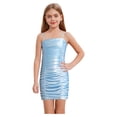 thumbnail image 3 of Moggemol Girl's Spaghetti Strap Cami Dress Sleeveless Ruched Short Slim Pencil Dresses Blue 12, 3 of 7