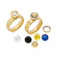 thumbnail image 1 of Stainless Steel Interchangeable CZ Ring 18 Karat Gold, 1 of 1