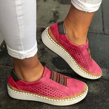 LSLJS Chaussures Décontractées de Mode pour Femmes à Bout Rond Ajouré à Enfiler, Espadrilles à Semelle Épaisse, Espadrilles pour Femmes