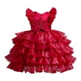 thumbnail image 1 of XDZJLR Girl Dresses Children'S Mesh Stylish Little Princess Tutu Solid Color Flying Sleeve Dress, 1 of 7